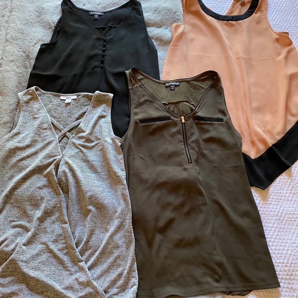 Sleeveless silky work shirts XS and S